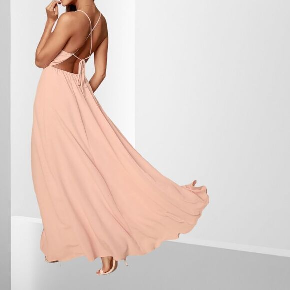 NWT LULUS Everything's All Bright Blush Pink Backless Maxi Dress XL - Picture 6 of 11